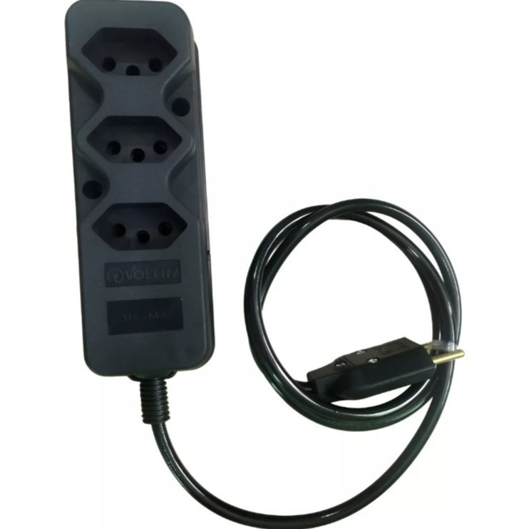 Extensão Elétrica 1 Metro Cabo Pp 2x1mm com 3 tomadas