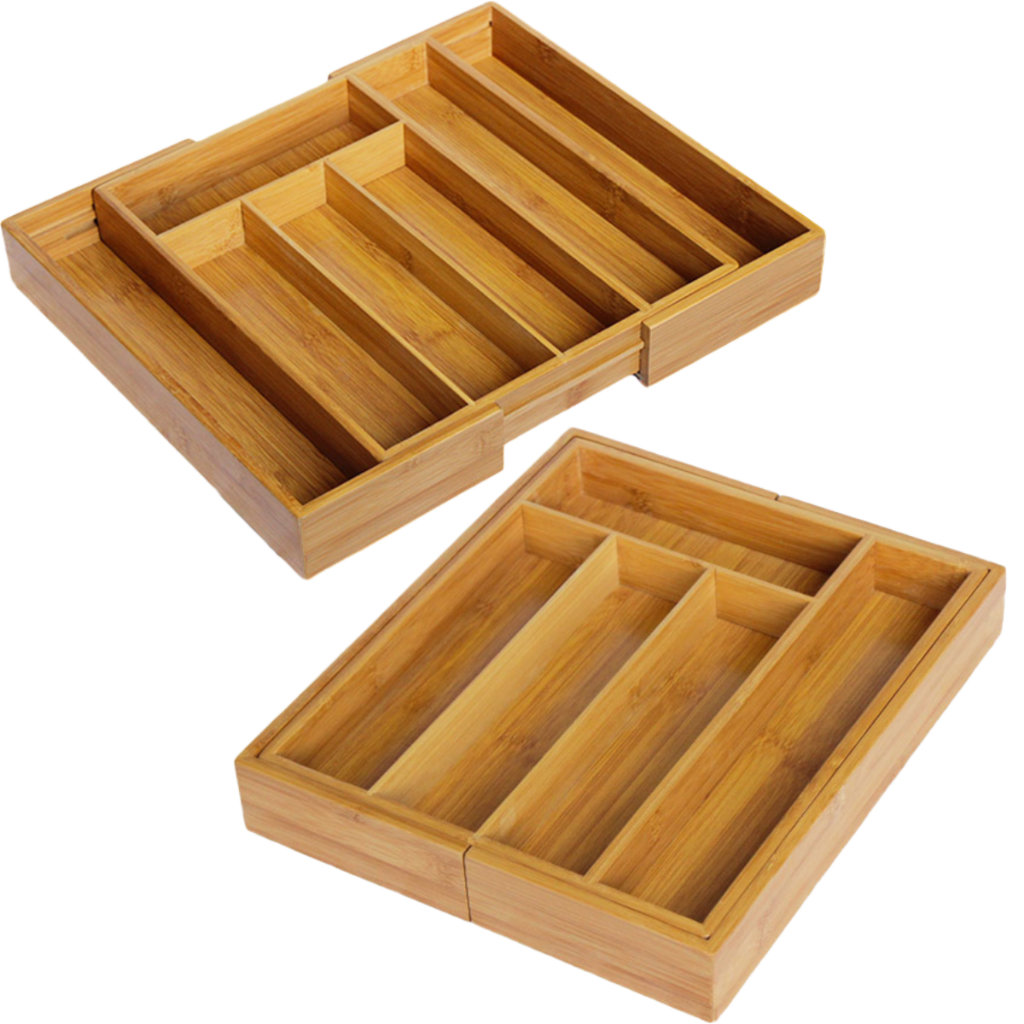 Organizador Gaveta Porta Talheres Bambu Ajustável Antibacteriano Antiodor