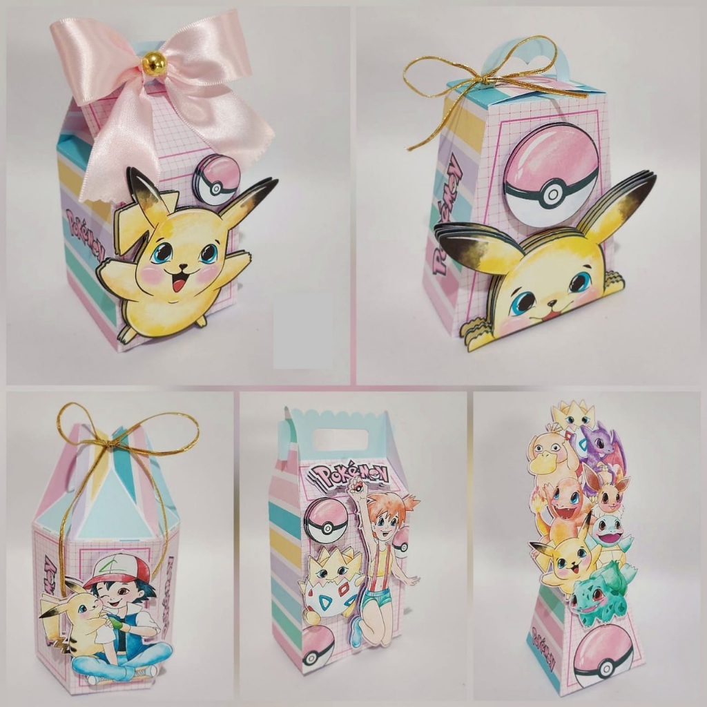 kit Personalizados Pokemon menina PEGUE E MONTE / Kit Festa Caixinhas Personalizadas / Lembrancinhas Mimos Aniversário