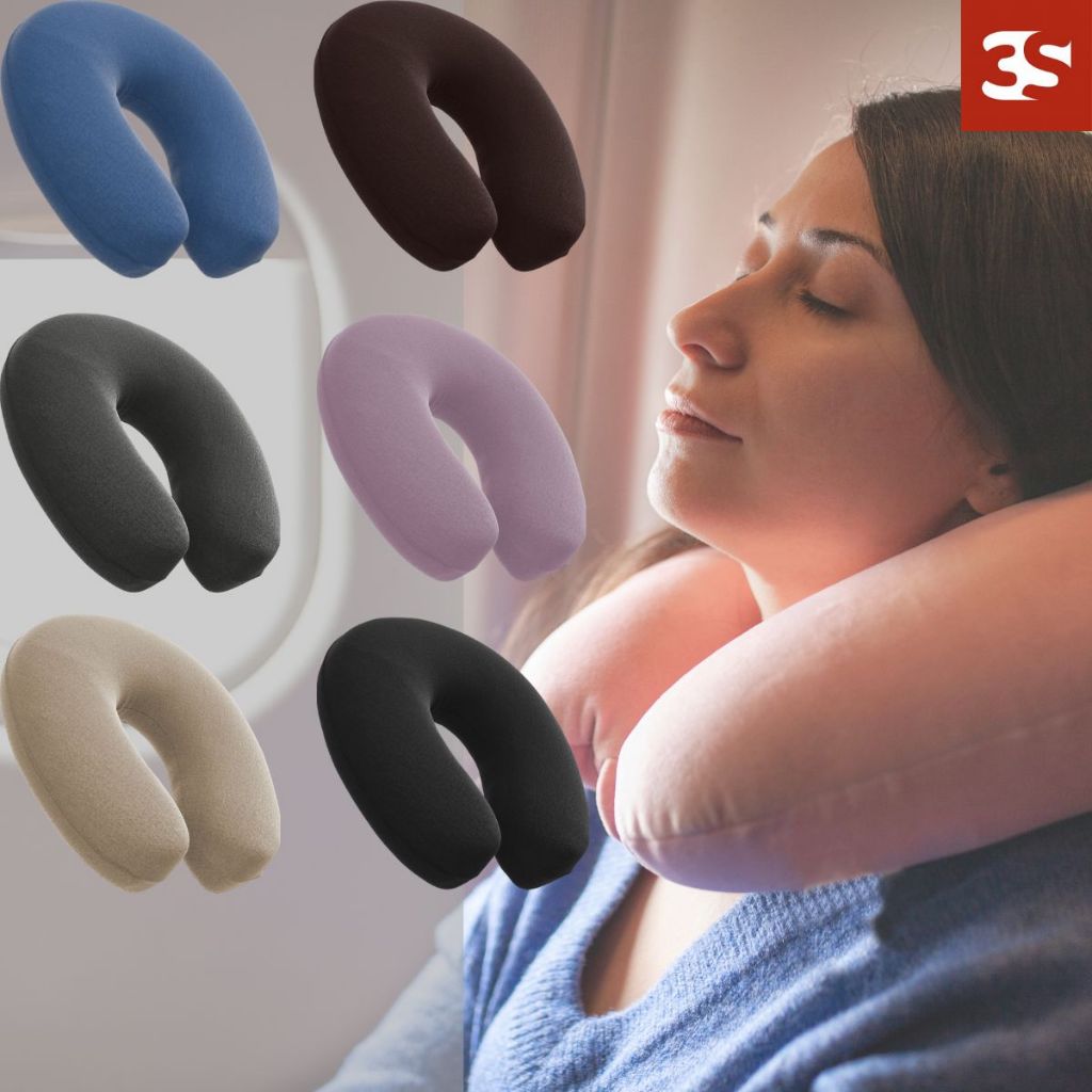 Imagem Almofada de Pescoço para Viagem Almofada Descanso de Cabeça Almofada Cervical em suede