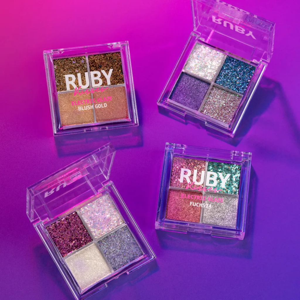 Paleta Quarteto de Sombras Glitter RUBY KISSES em Oferta na Shopee