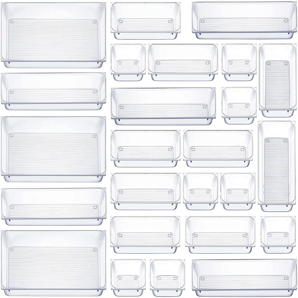 Kit 25 Organizador Multiuso Modular Gavetas Acrílico Cristal