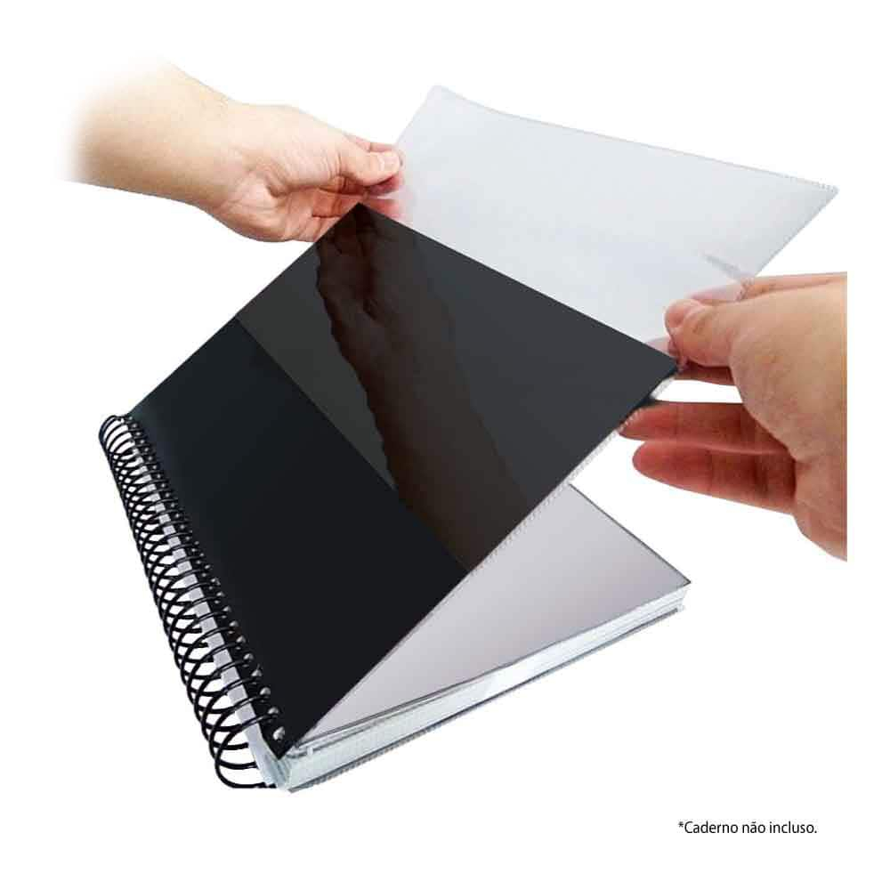 KIT C/ 5 PARES DE CAPA PRONTA PARA CADERNOS E LIVROS ESPIRAL l TRANSPARENTE l 200mmx275mm em Oferta na Shopee