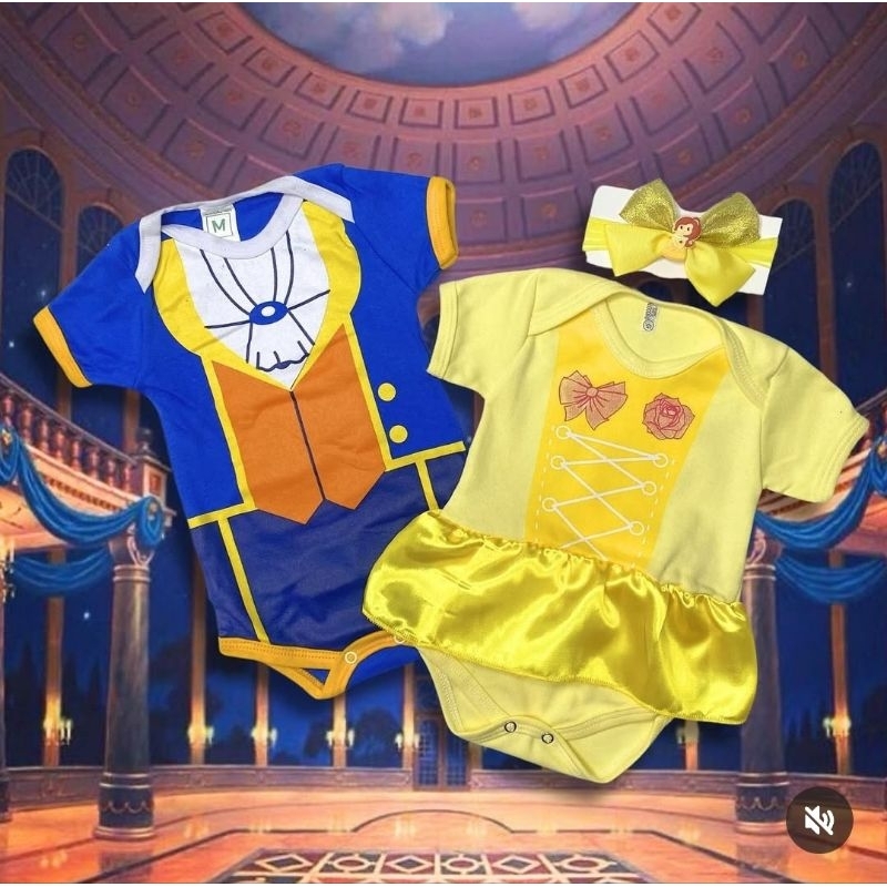 Body Temático Bela e a Fera Mesversario Bory Bori Bory Bodi Fantasia Princesas Filme Bela e a Fera em Oferta na Shopee