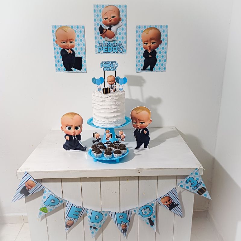 Kit Festa O Poderoso Chefinho loiro Personalizado Só Um Bolinho Festa em Casa Aniversário Infantil Mesversário