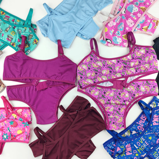 Kit 10 Lingerie Juvenil Calcinha e Sutiã Microfibra Menina Infantil Conjunto Colegial Menina Moça em Oferta na Shopee