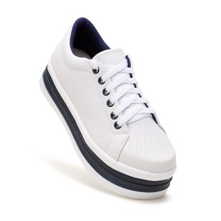 Tênis Anabela Iate Casual alto Feminino Branco Azul Plataforma Presente Básico Confortável