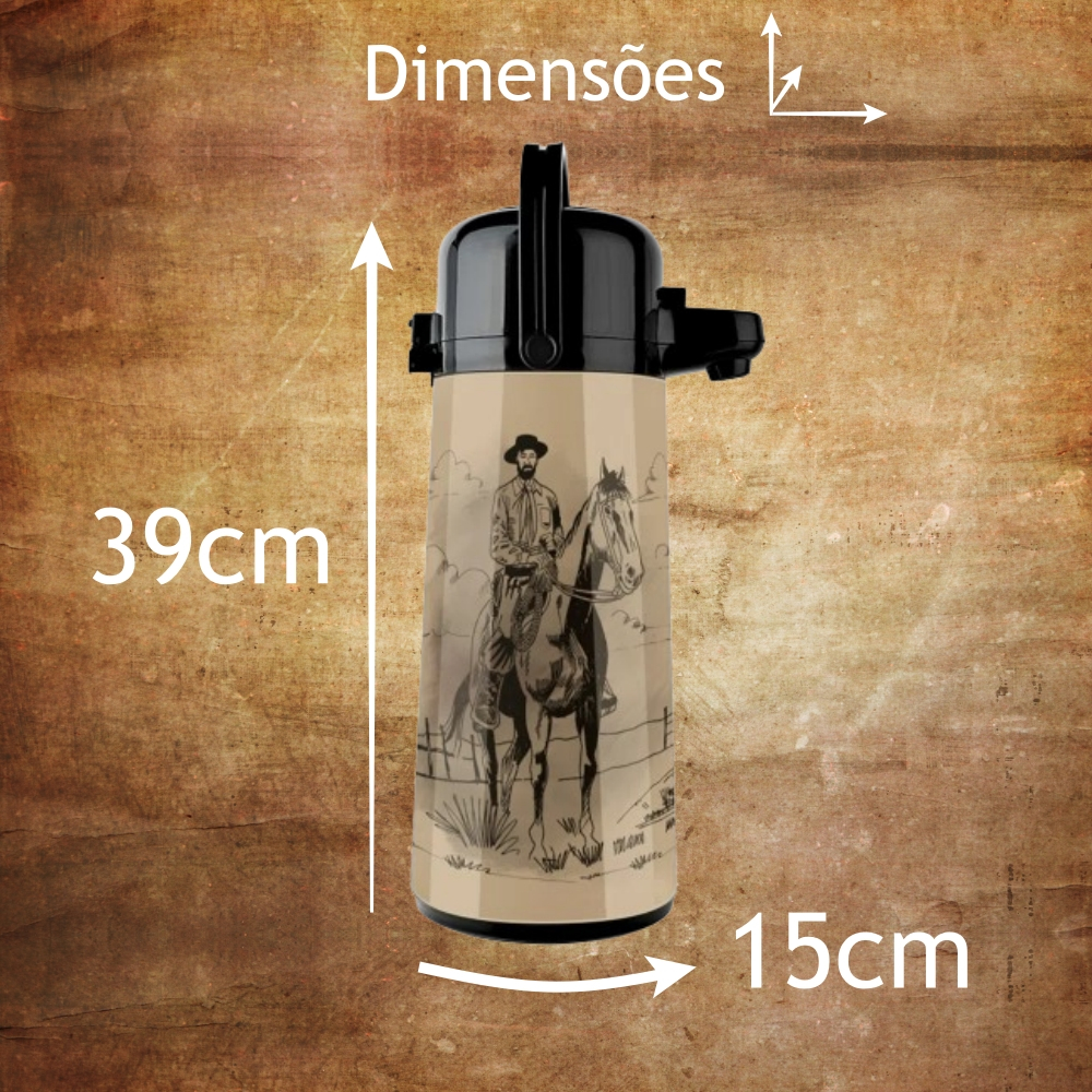 Garrafa Térmica Café Chá Chimarrão Grande 1,8L Qualidade Invicta Resistente Hotel Viagem Casa — imagem 2 de 2