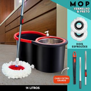 Mop Giratorio Com cabo de 140 cm Cesto Em Inox - Balde Centrífuga - C/2 Refil | Bnvt em Oferta na Shopee