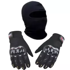 Kit Luva Com Proteção Frio + Touca Ninja Balaclava Motocros Motoqueiro Moto