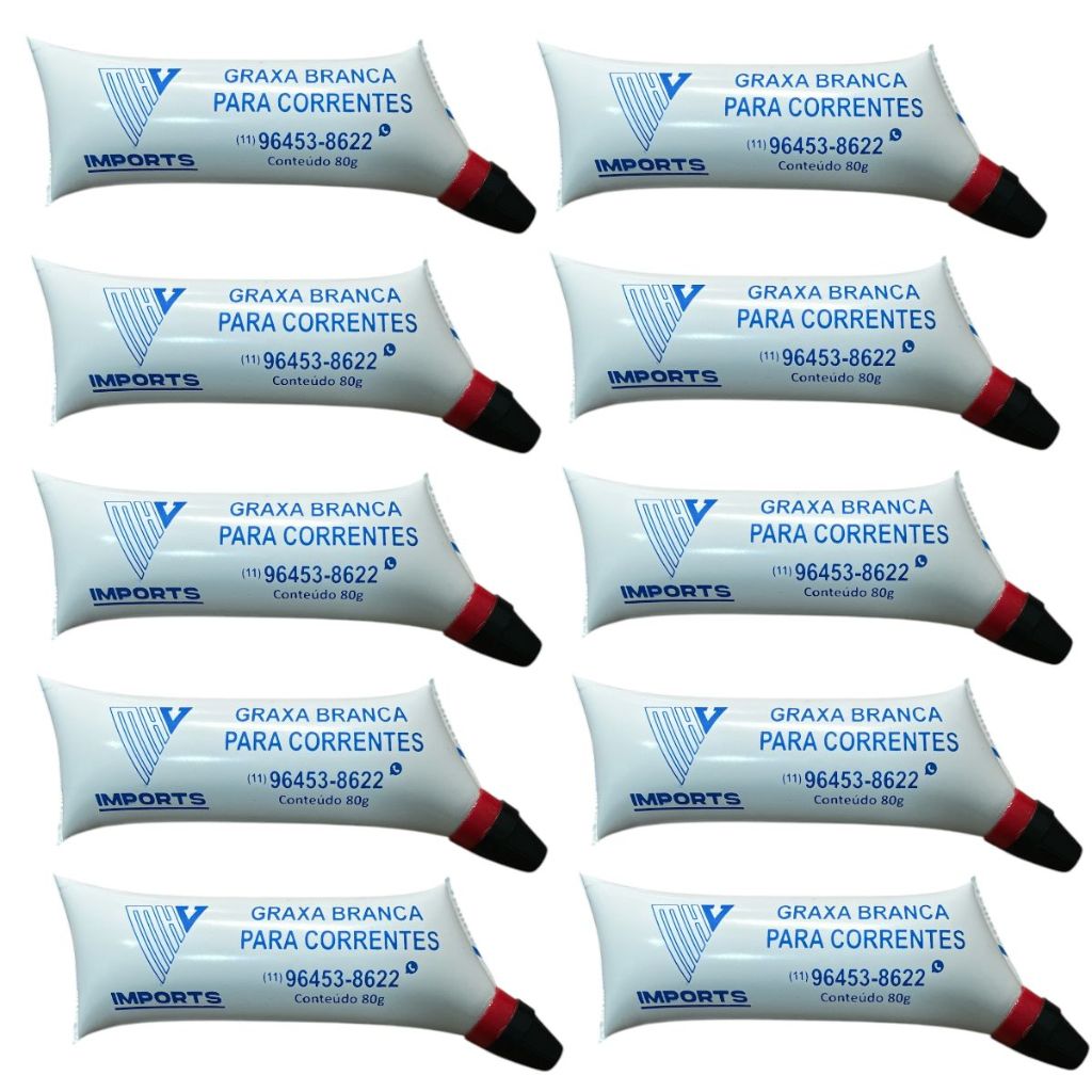 10x Unidades Graxa Branca Moto Corrente Transmissão 80g