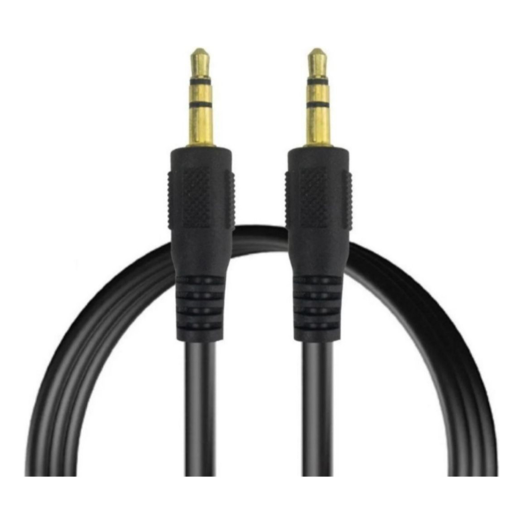 Cabo Audio Auxiliar P2 X P2 1,4 Metros Plug 3,5mm Macho Estereo Terminal Dourado Alta Qualidade Cor Preto