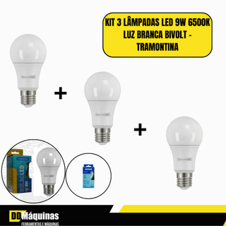Kit 3 Lâmpadas Led 9W 6500K Luz Branca Bivolt - TRAMONTINA em Oferta na Shopee