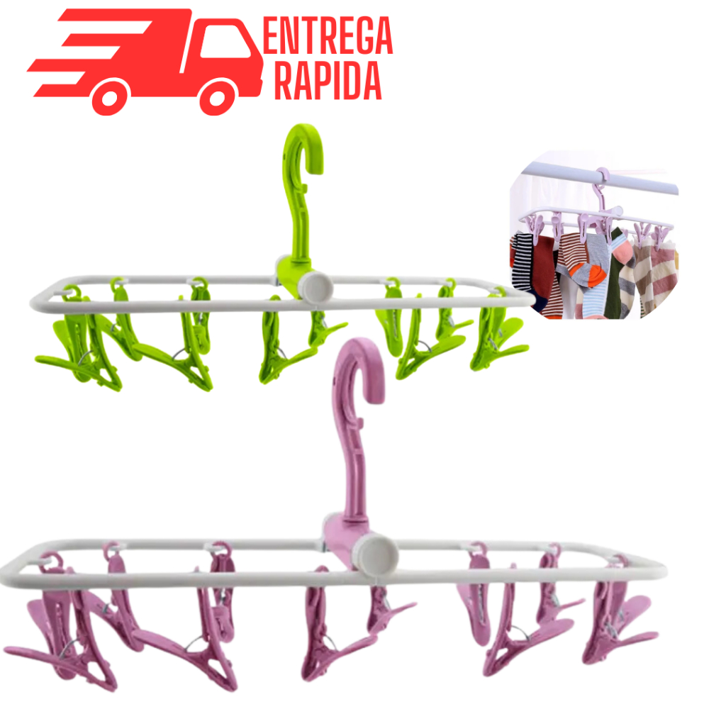 Kit 2 Varal de Roupas Íntimas Calcinhas, Cuecas, Meias com 132 Prendedores Dobravel