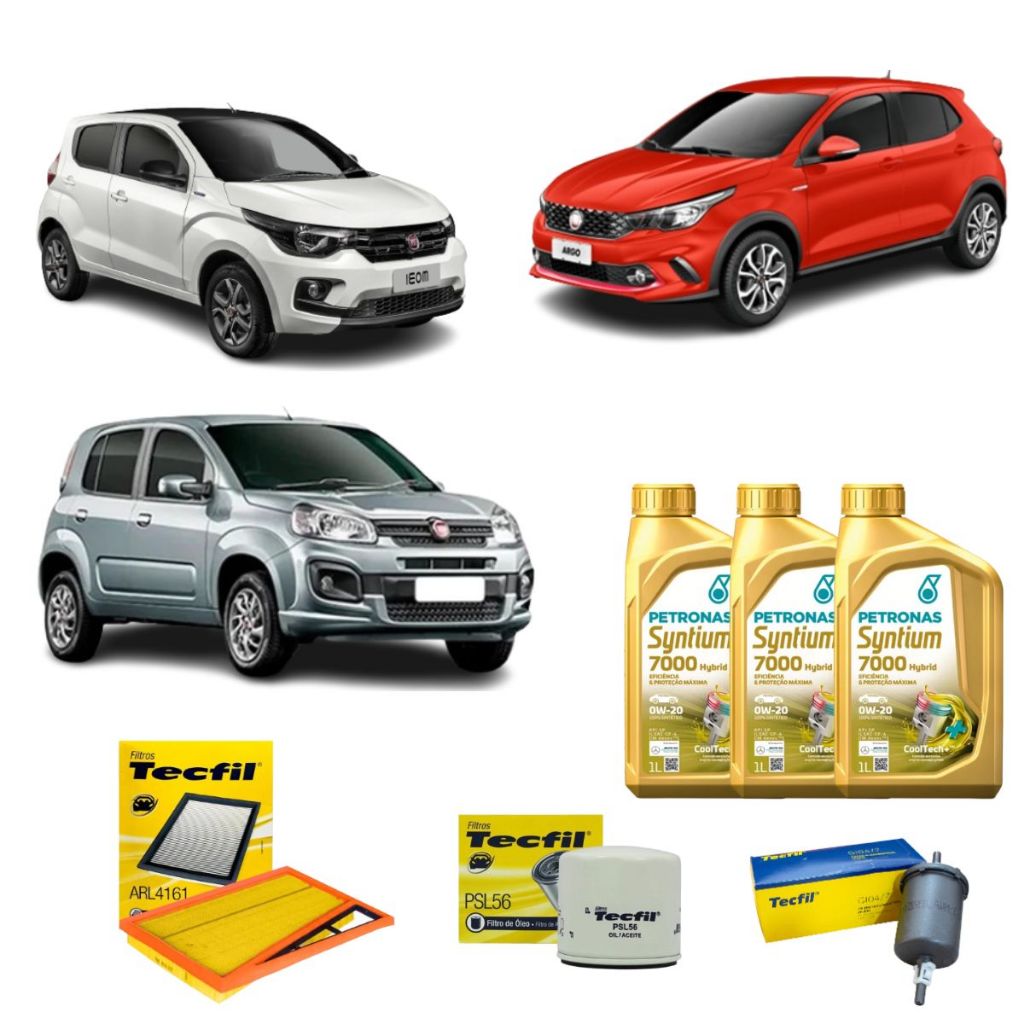 Kit Troca De Oleo E Filtros Fiat Argo Mobi Uno Cronos 1.0 3 Cil 0w20 Sintético Revisão Original em Oferta na Shopee