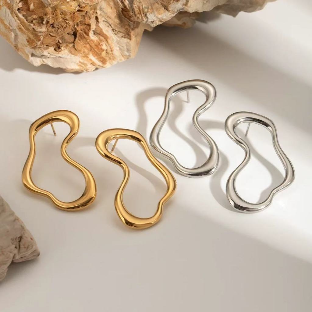 Par De Brinco orgânico minimalista -Dourado/Prata em Oferta na Shopee