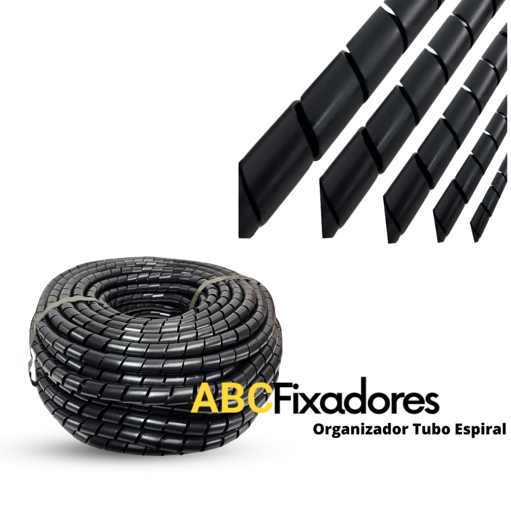 Organizador espiral  para fios e cabos, mola protetora varias medidas 6mm, 10mm, 14mm , 19mm / preto em Oferta na Shopee