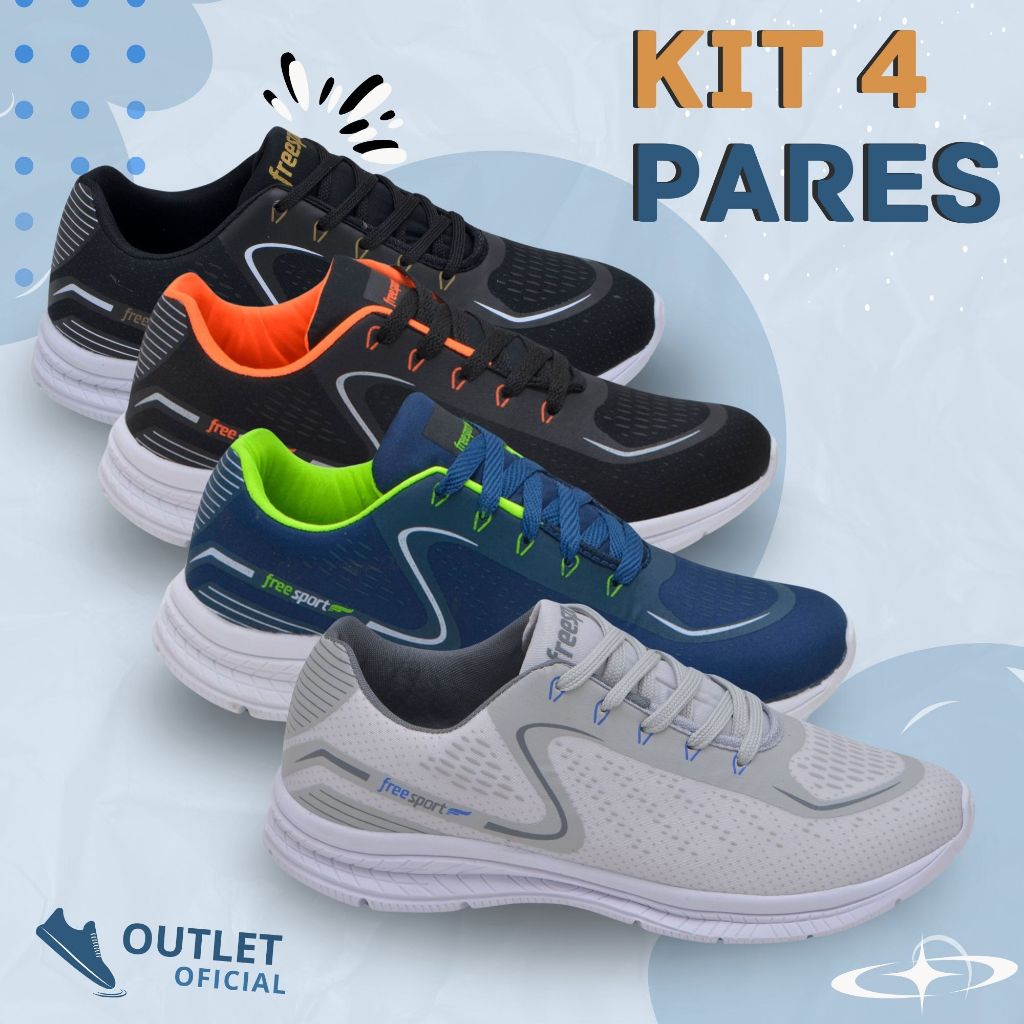 Kit 4 Pares Tênis Esportivos Masculino/Feminino para Academia e Esporte
