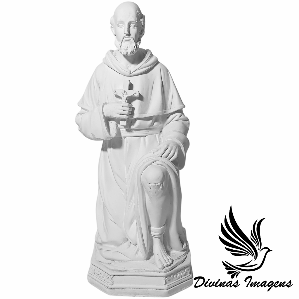 IImagem São Peregrino 20cm Gesso Cru Retocado de alta qualidade artesanal em Oferta na Shopee