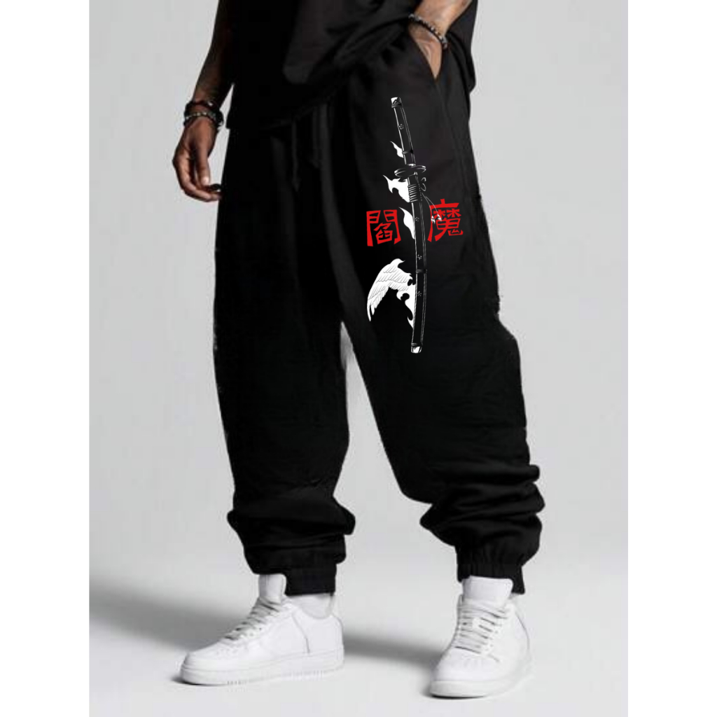Calça Streetwear Moletom Jogger Estapado katana Flor em Oferta na Shopee