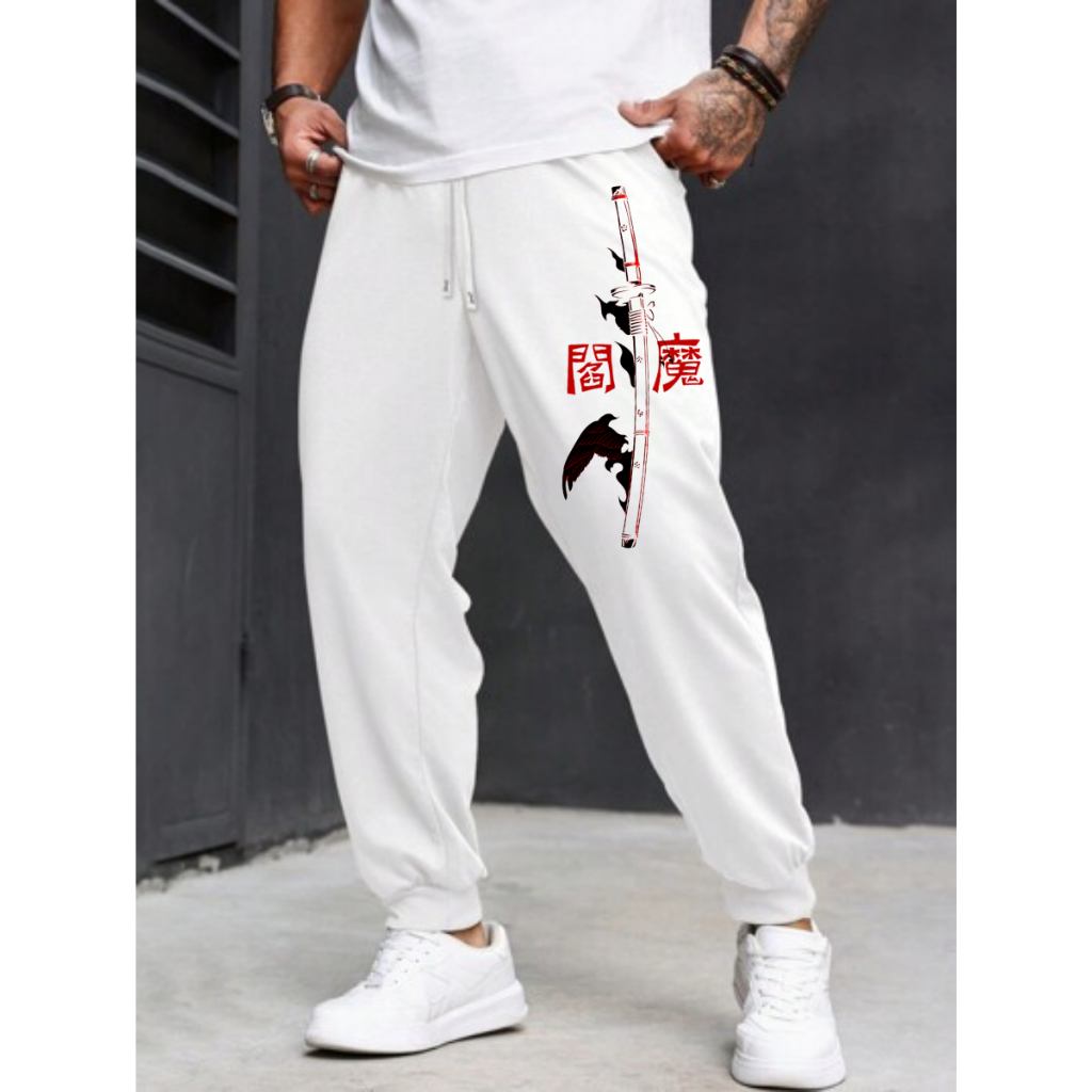 Calça Streetwear Moletom Jogger Estapado katana Flor