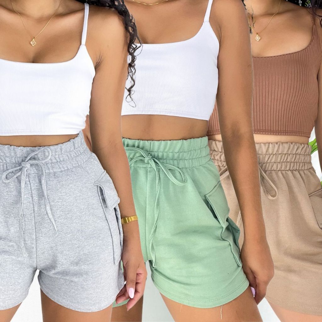 Kit 3 Peças Short Feminino Moletom Moletinho Shortinho Soltinho Confortável Algodão