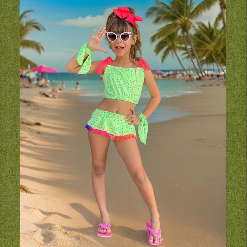 Biquíni Infantil de Banho Meninas Blusa e Calcinha Proteção Solar Uv50