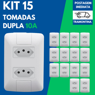 Kit 15 Conjuntos Tomada Dupla 10A Tramontina Linha Aria com Nota Fiscal em Oferta na Shopee