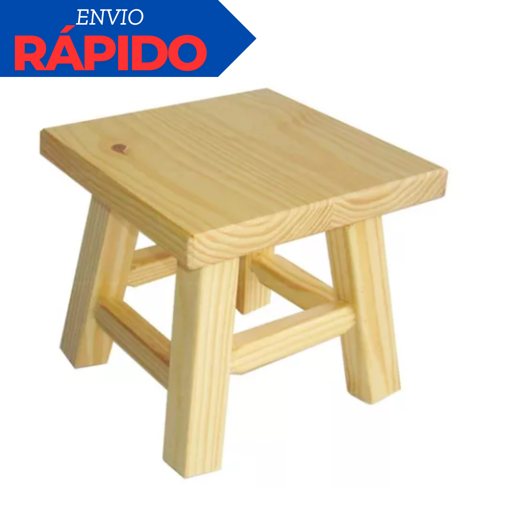 Banquinho Banqueta Madeira Maciça Infantil Manicure 20cm Altura Tamborete Resistente