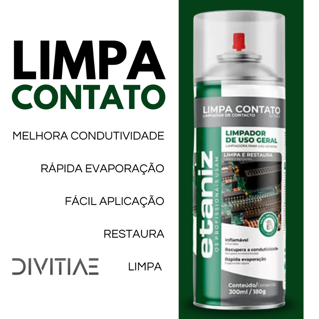 Limpa Contato Spray Etaniz 300ml – Secagem Rápida, Alta Precisão p/ Placas Eletrônicas, Resíduo Zero em Oferta na Shopee