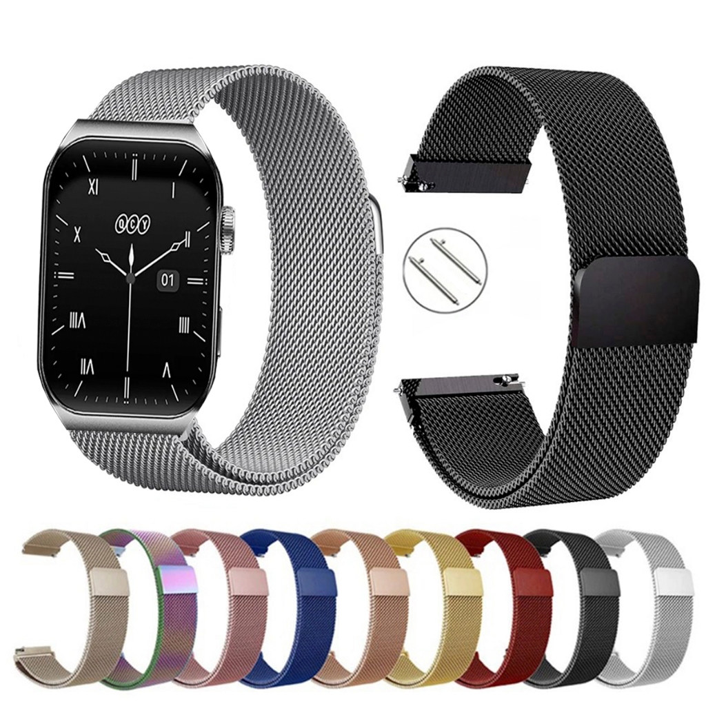 Pulseira de 22mm milanesa aço inox para Smartwatch QCY GS2 S5 de Engate Rapido