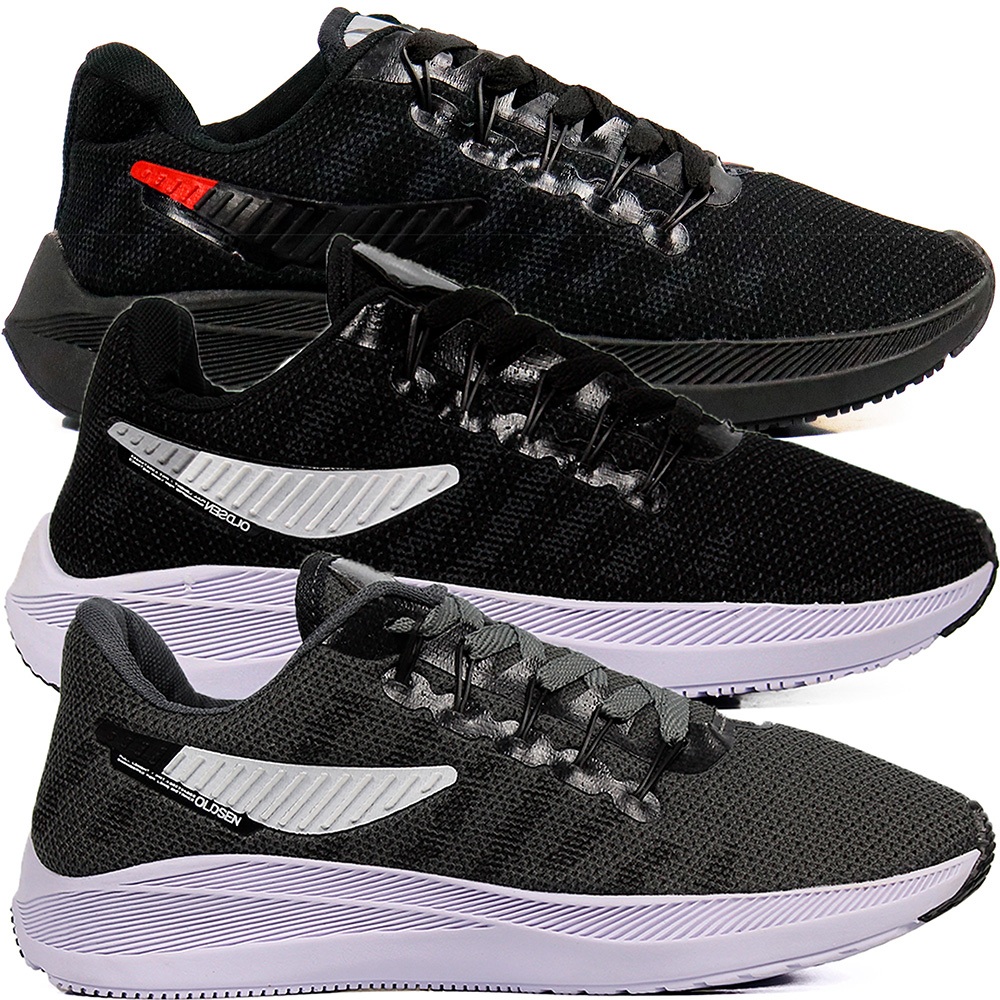 Kit 3 Tenis masculino feminino academia confortável corrida caminhada leve barato leve promoção fitness macio