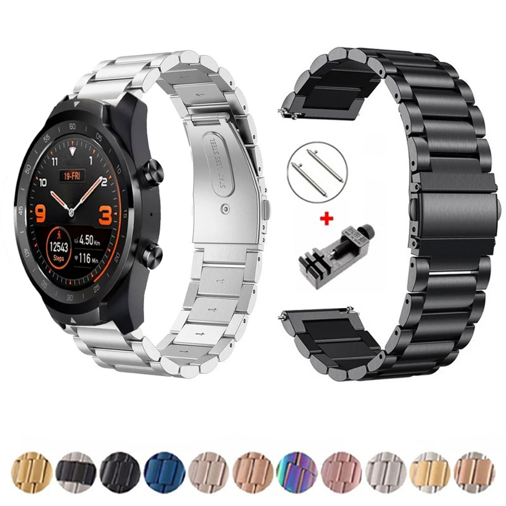 Pulseira de 22mm Metal Elos de aço inox para Smartwatch Ticwatch PRO 2020 de Engate Rapido
