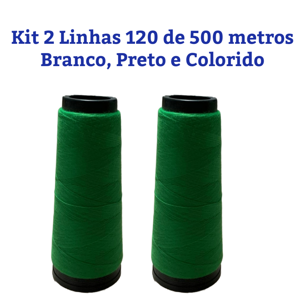 Kit 2 Linha de Costura 120, 500 Metros Cada, Cor Branco, Preto e Colorido em Oferta na Shopee