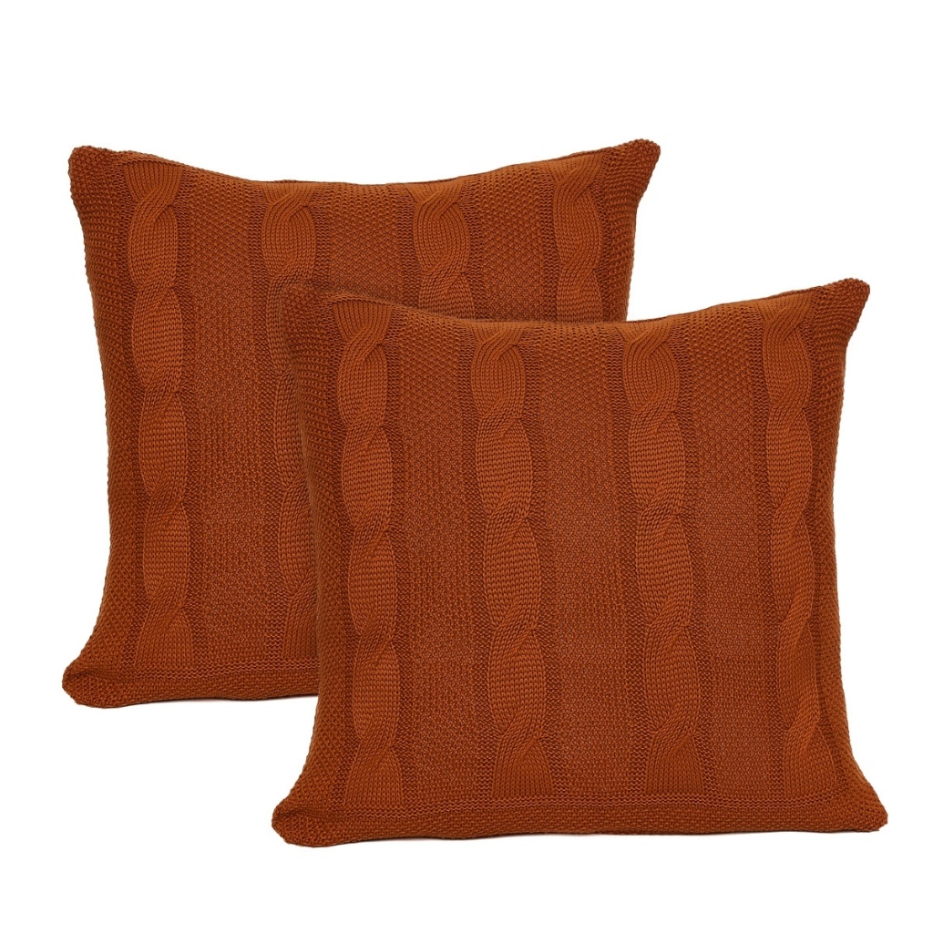 Kit 2 Capas De Almofadas Tricot Decorativa Sofá Cama Tranças