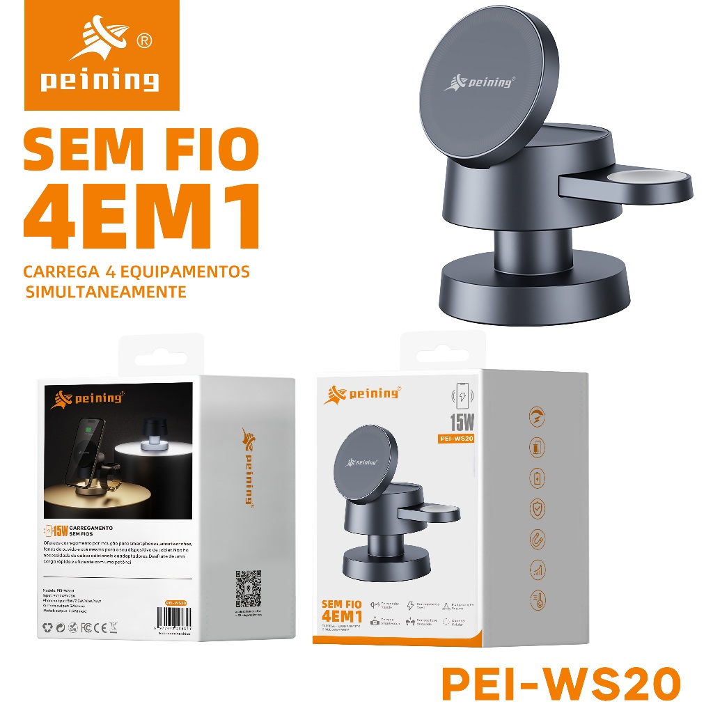 Carregador Magnético Sem Fio 4 Em 1 PEI-WS20 - Mobile & Gadgets
