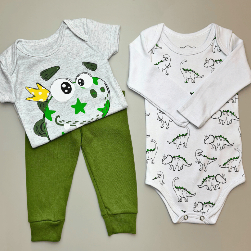 Kit 3 Peças Masculino Feminino Estampas Divertidas Minimalista Criança