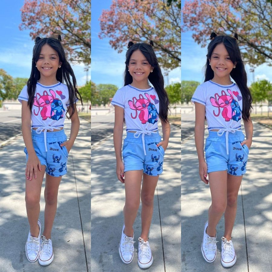 Conjunto Infantil Menina Camiseta Juvenil Kit 2 Peças Roupa Feminina Casual