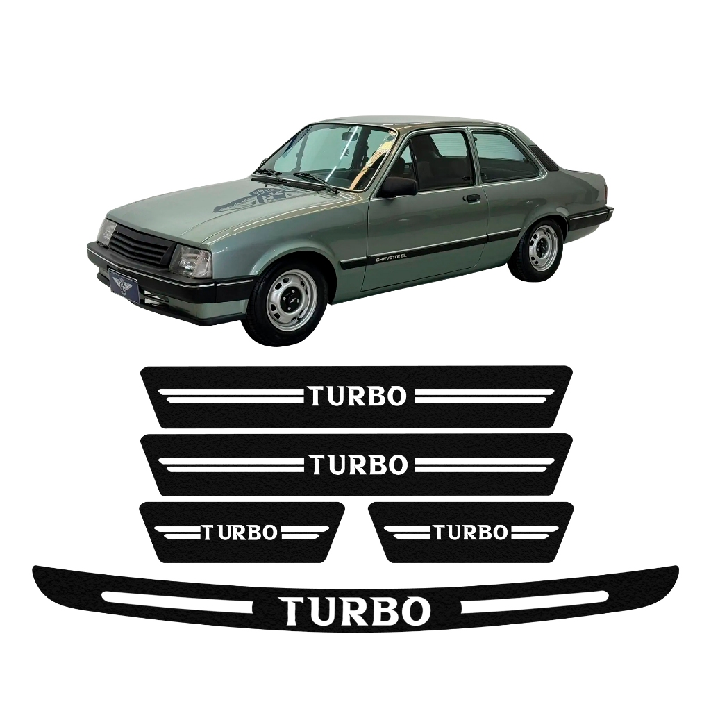 KIT SOLEIRA DE PORTA + PORTA MALA GM CHEVETTE UNIVERSAL DIVERSAS CORES ADESIVO TURBO PERSONALIZADO