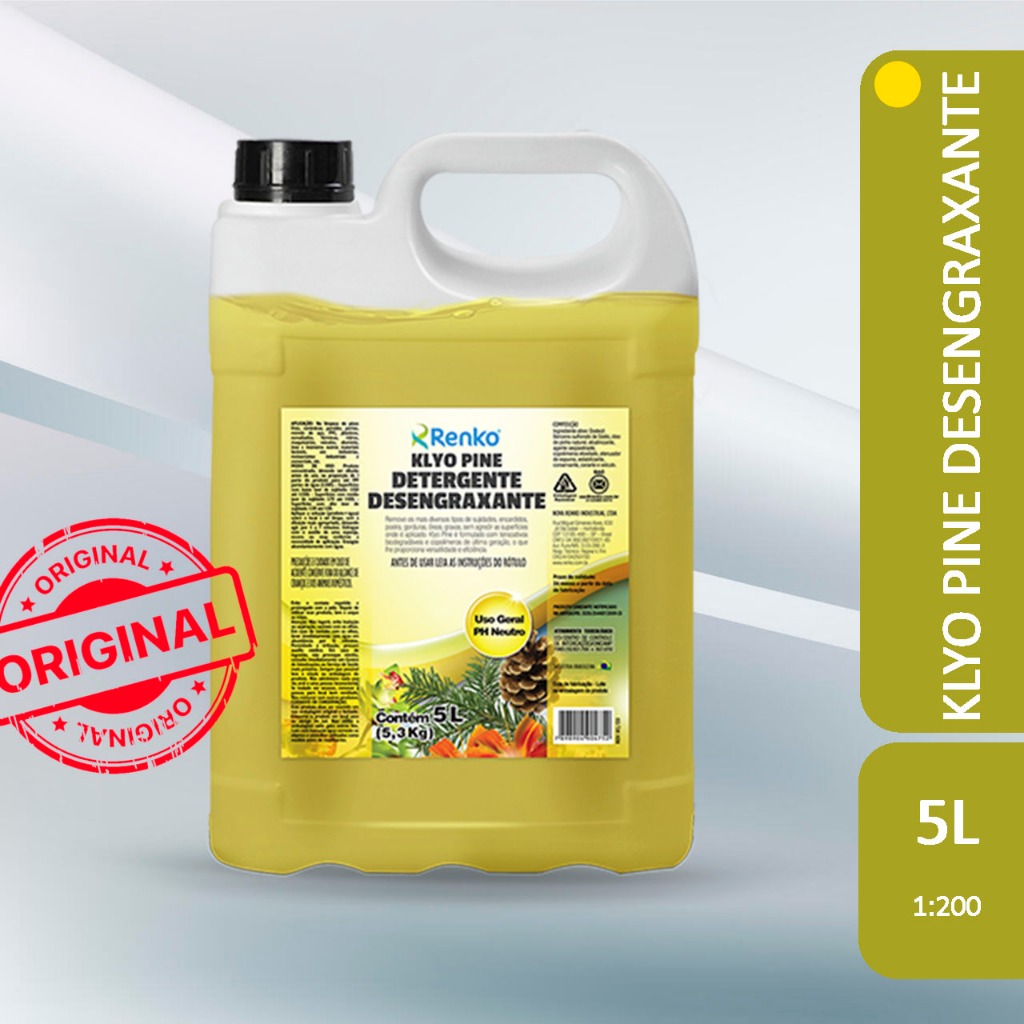 5L Klyo Pine Detergente Gel Desengraxante Renko | Limpeza Eficiente com Aroma Refrescante de Pinho
