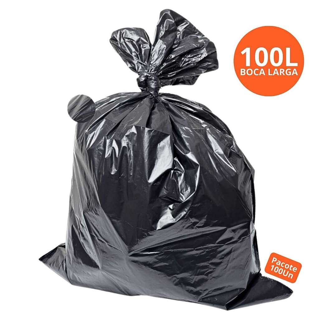 Saco De Lixo 100 Litros Boca Estreita Com 100 Unidades