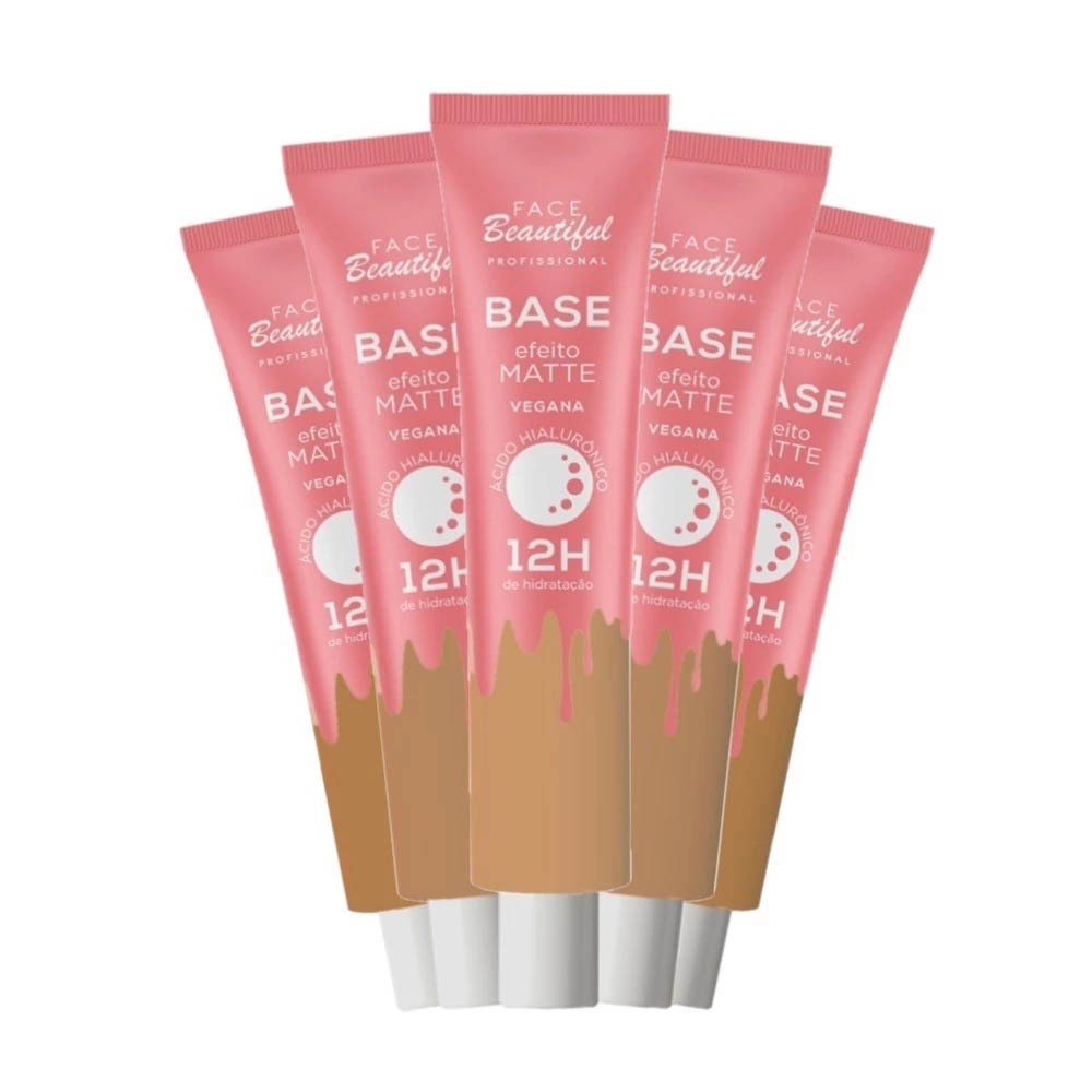 Base com Efeito Matte Cobertura Média Alta Face Beautiful 25g