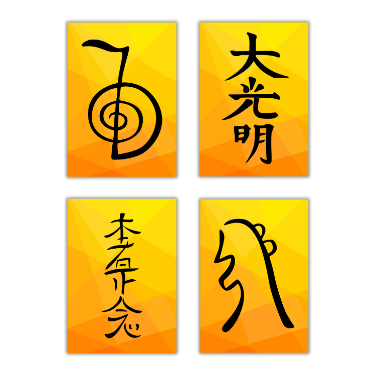 Imagem Kit 4 Quadros Placas Decorativos Reiki Espiritual Terapêutico Japonesa - QDK0001