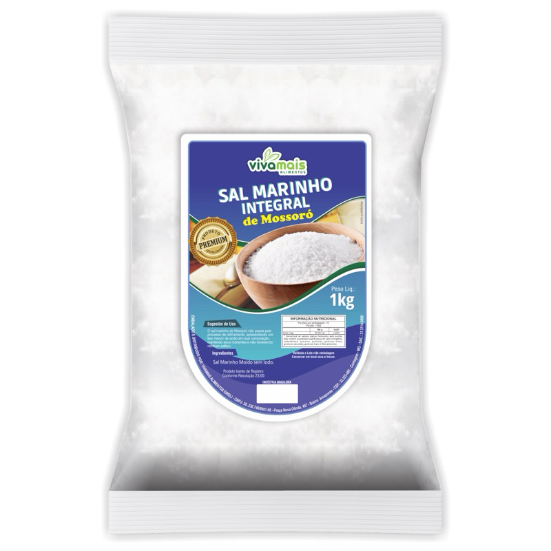 Sal Marinho Integral Mossoró S/ Iodo Moído 1kg em Oferta na Shopee