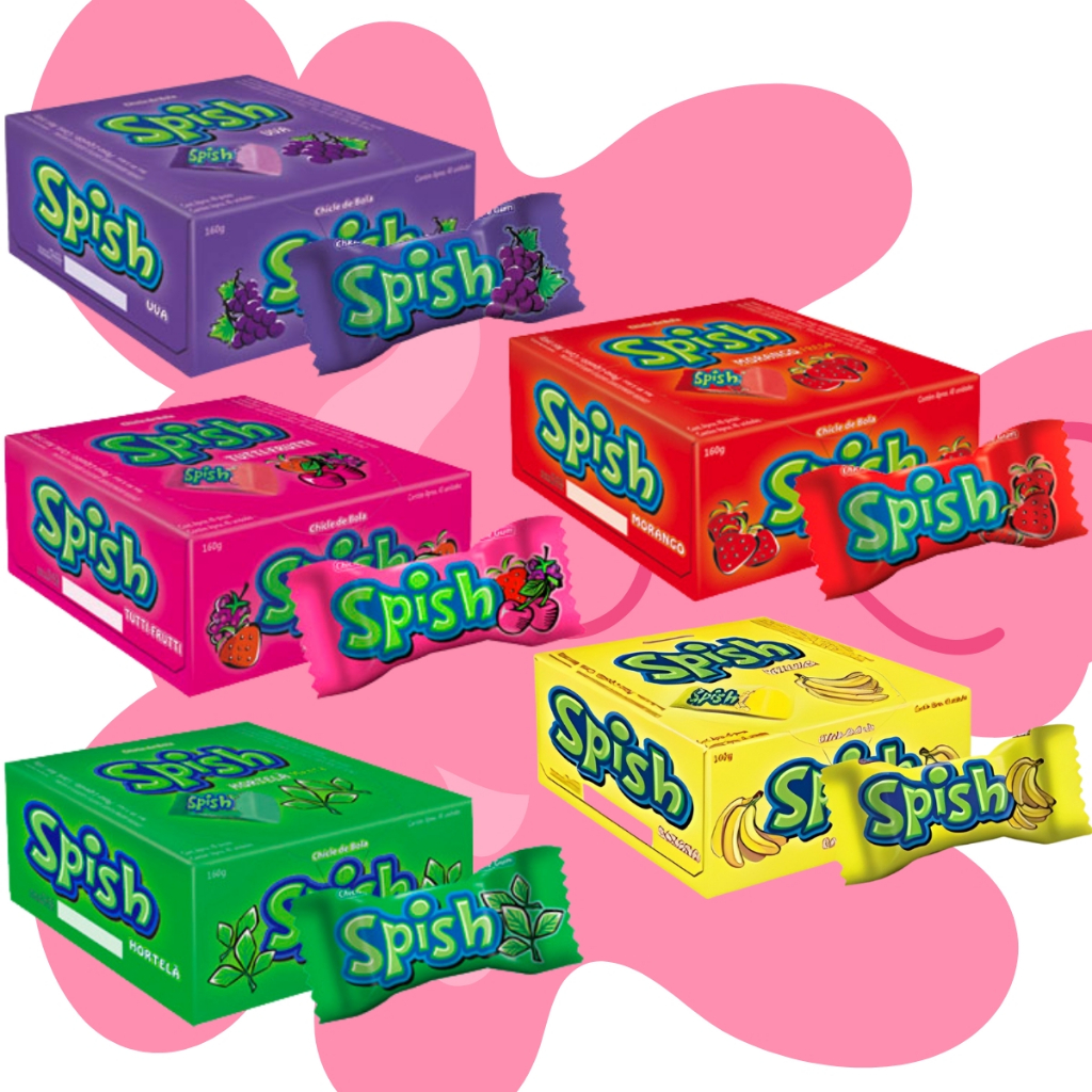 Chiclete Spish C/40 Unidades Todos os Sabores Sukest Doces Para Lembracinhas Chiclete Spish C/40 Unidades Todos os Sabores Sukest Doces Para Lembracinhas