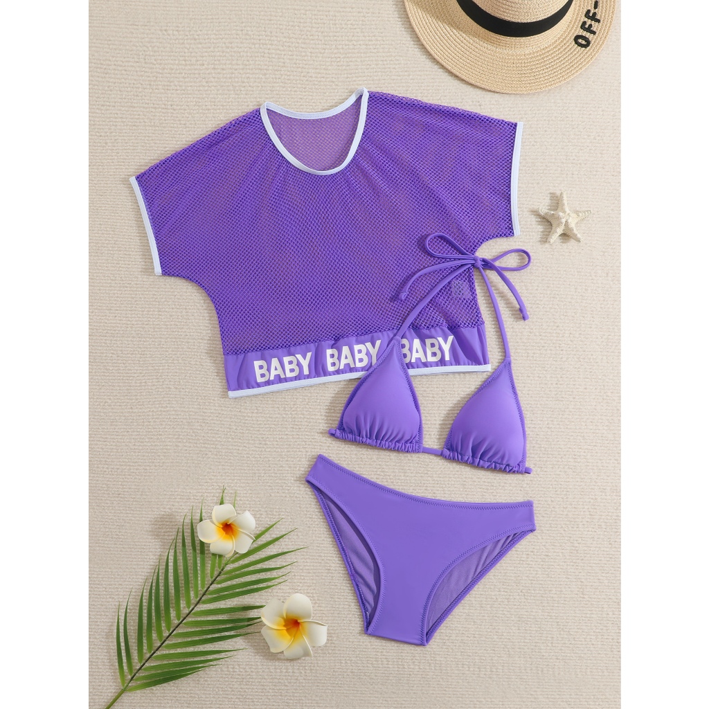 RWX VEST Conjunto de Praia Juvenil com Biquíni e Saída de Praia Fashion 2025 J3101