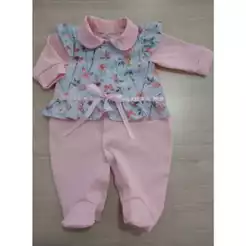 Macacão Roupa de bebê menina de malha Manga Longa Estampado 100% algodão