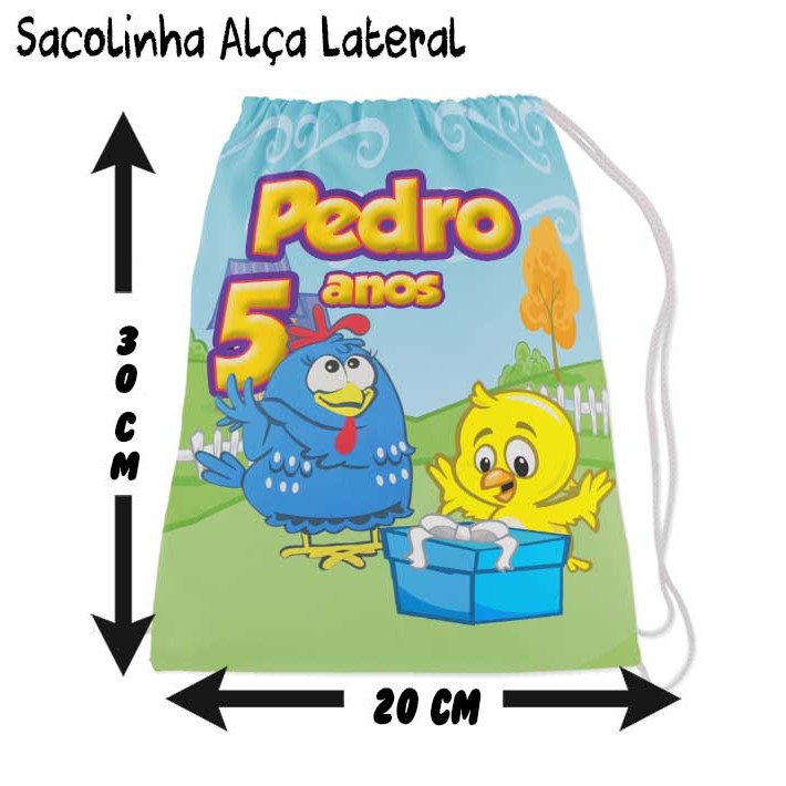 Mochilinha Sacolinha Mochila Saco Sacochila Saquinho Lembrancinha Brinde Aniversario Personalizadas Galinha Pintadinha