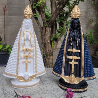 kit 2 imagem nossa senhora Aparecida 15cm azul branco lembracinha batizado casamento em Oferta na Shopee