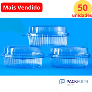 50 Unid Embalagem Pote Doce Redondo Tampa Articulada p/ Bolo Torta Mousse Pudim e Sobremesas PF 640 em Oferta na Shopee
